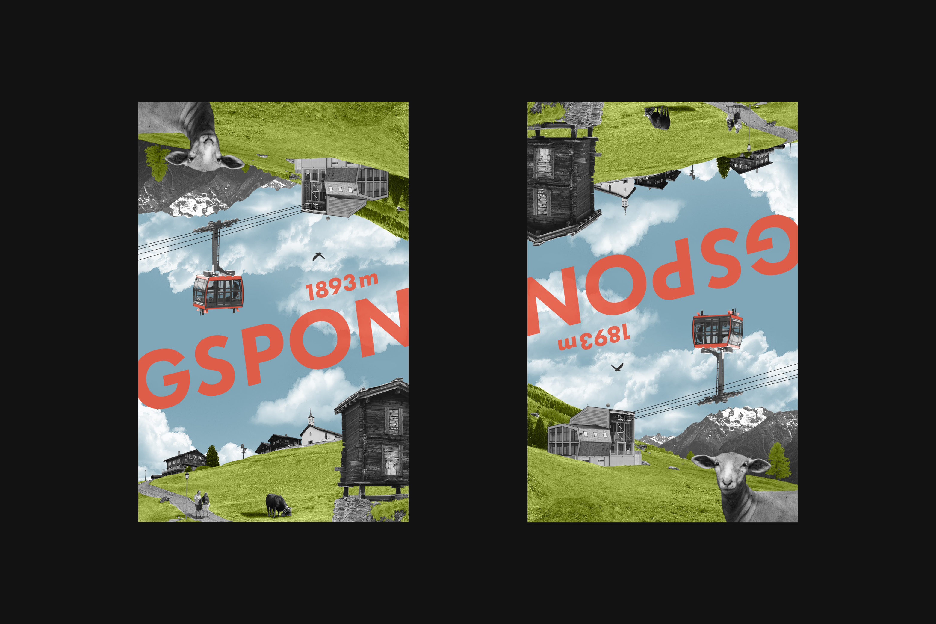 Tourismus-Postkarte für Gspon im Wallis